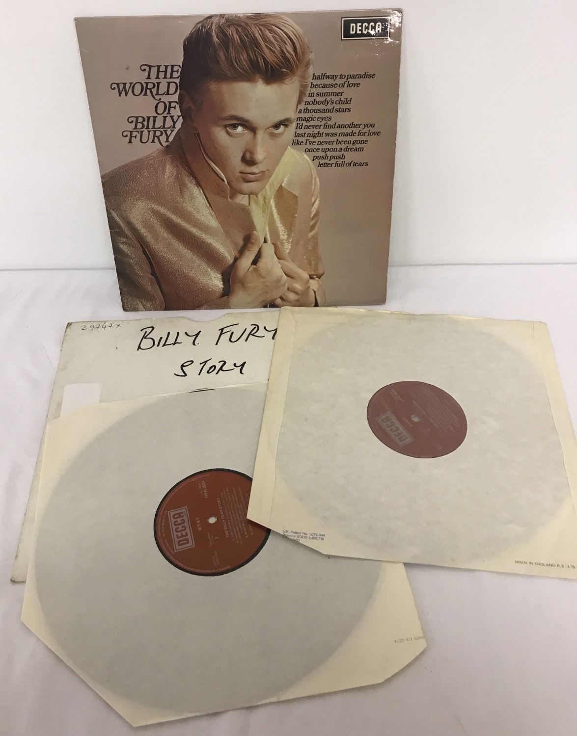 2 vintage Billy Fury LP records.
