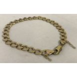 A 9ct gold curb chain bracelet with lobster clasp.