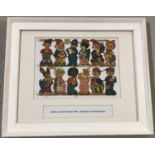 Framed original die cut Noddy figures.