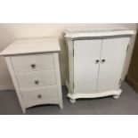 2 modern cabinets in white finish.