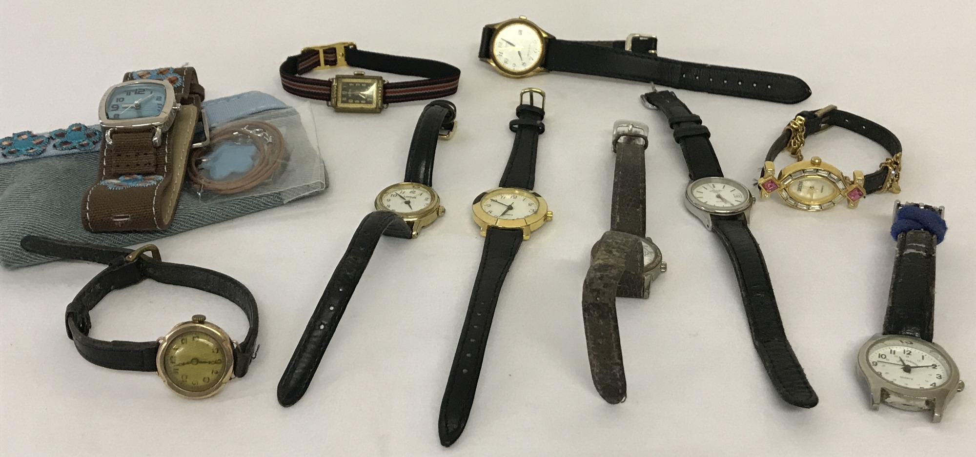 A collection of 10 ladies wristwatches to include vintage gold cased watch.