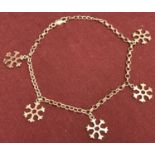 A boxed 925 silver bracelet with snowflake charms by Pia.