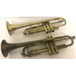 2 vintage brass trumpets for spares or repair.