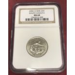 A 2006-D SMS South Dakota US quarter dollar coin MS 68 in plastic case and NGC holographic sticker.