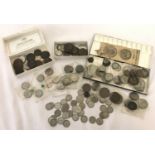 A collection of vintage mixed British and Irish coins.