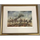A limited edition framed and glazed print, "Pounding Hearts and Hooves", The Battle Of Waterloo.