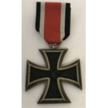 WWII Style Iron Cross, 2nd Class, EK2 Medal on black, white and red ribbon .