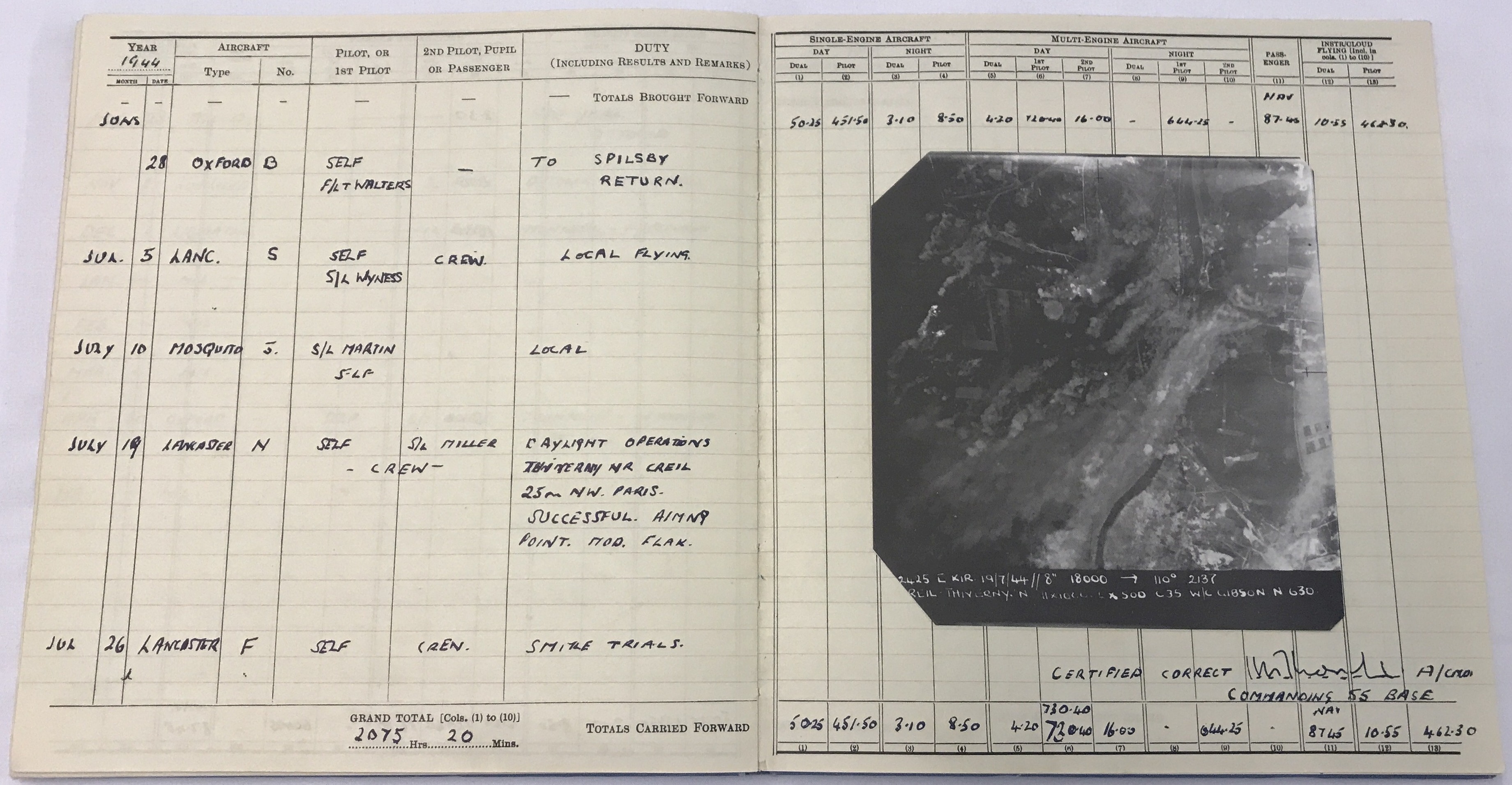 WWII W/Cmdr Guy Gibson - hardback copy of Pilot's Flying Log Book No.2. - Image 2 of 2