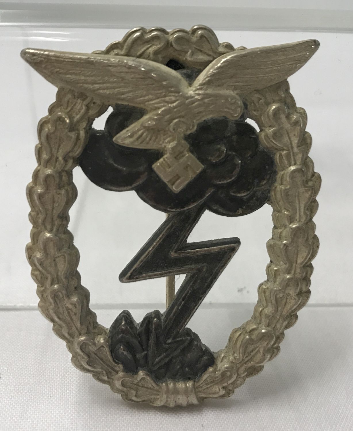 A German WWII style Luftwaffe Ground Assault pin back badge.