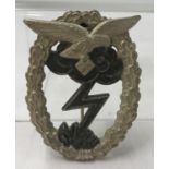 A German WWII style Luftwaffe Ground Assault pin back badge.