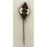 A WWII style Hitler Youth lapel pin, diamond shape.