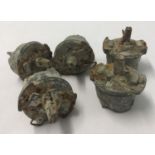 5 WWII German butterfly bomb fuses (inert).