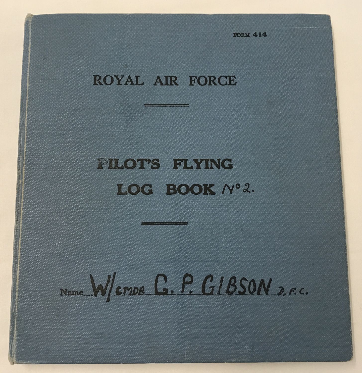 WWII W/Cmdr Guy Gibson - hardback copy of Pilot's Flying Log Book No.2.
