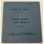 WWII W/Cmdr Guy Gibson - hardback copy of Pilot's Flying Log Book No.2.