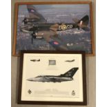 2 framed and glazed prints of military aircraft.
