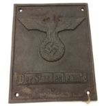 A German WWII style cast iron sign, "Der Standesbeamte" - The Registrar.