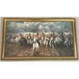 A gilt framed printed board print of "Scotland Forever" by Lady Butler.