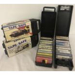 4 black plastic vintage cases containing a total of approx. 44 cassette tapes.