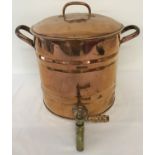 An early 20th century 2 handled copper urn/stockpot with brass tap. Marked "Prince of Wares".