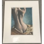 Krys Leach - oil on mounted canvas board of a nude, entitled "Backdrop".