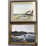 2 Local Norfolk paintings of Burnham Overy Staithe by artists from The Wells Art Group.