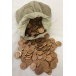 A large quantity of uncirculated British penny's, dated 1967, in original cloth bank bag.