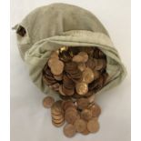 A large quantity of uncirculated British half pennies, dated 1967, in original cloth bank bag.