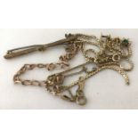 A bag of scrap 9ct gold jewellery. Some items contain stones.