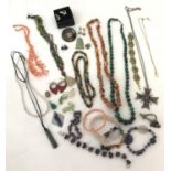 A quantity of natural stone necklaces, earrings, bracelets and brooches.