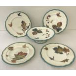 A Victorian Powell & Bishop "Trentham" pattern footed cake stand together with 4 matching plates.