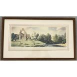 LNER carriage print, from a watercolour by Frank Sherwin; Bolton Abbey, Wharfedale, Yorkshire.