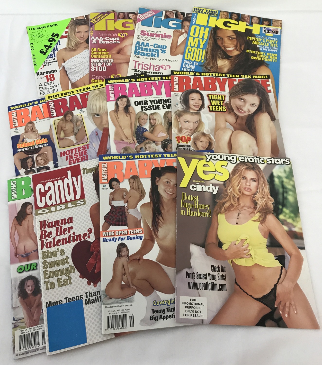 12 assorted adult erotic magazines to inc Promotional only copy of Yes.