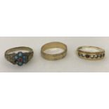3 vintage gold rings suitable for scrap or repair. All hallmarked or test as 9ct.