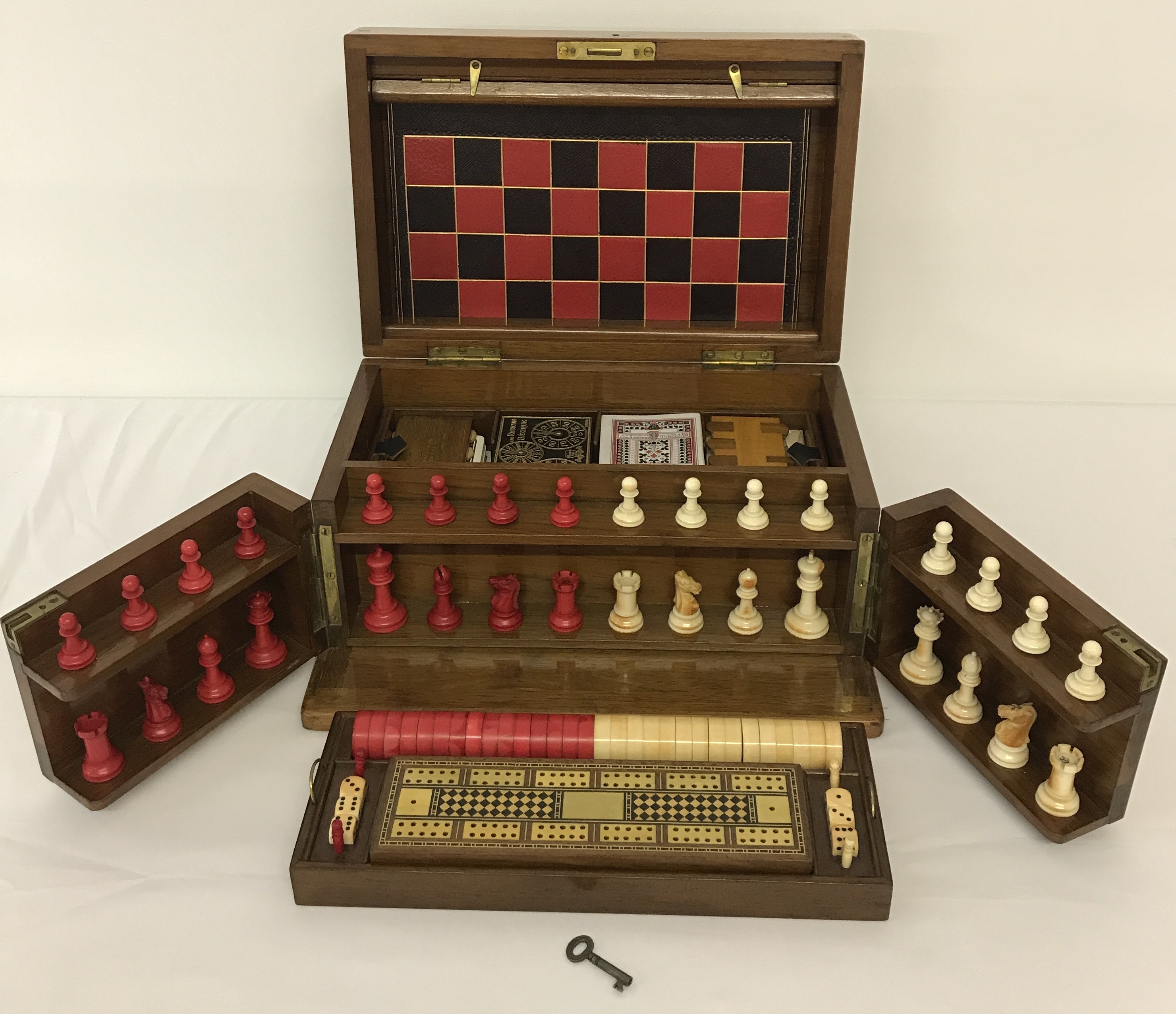 A late 19th century fitted games compendium, possibly by Goodhall & Son. - Image 2 of 13