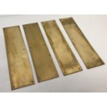 A set of 4 antique brass finger plates, with 6 fixing holes.