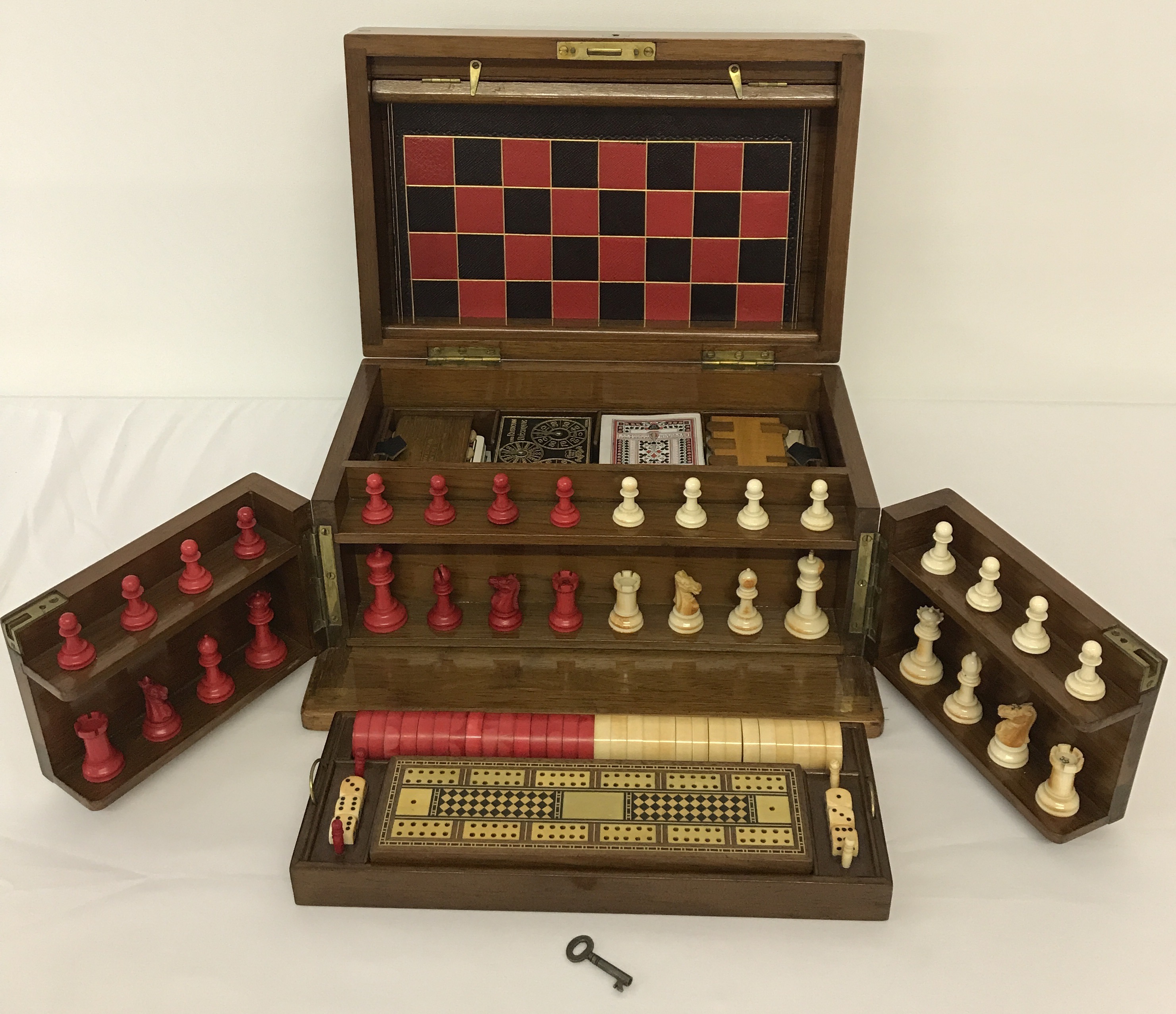 A late 19th century fitted games compendium, possibly by Goodhall & Son. - Image 3 of 13