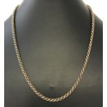 A 9ct gold 18" rope style chain necklace.