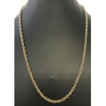A 9ct gold 20" rope style chain.