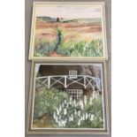 2 vintage framed oil on board paintings.