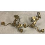 2 vintage brass 3 armed ceiling lights.