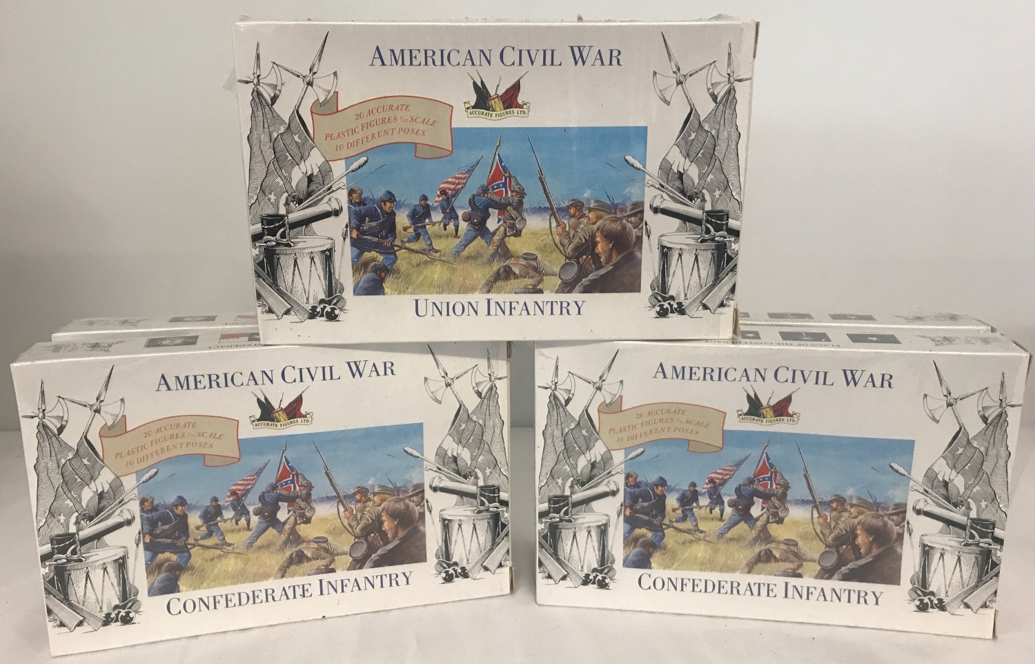 6 boxes of 1:32 scale American Civil War plastic figures by A Call To Arms.