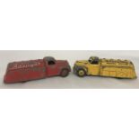 2 Dinky Toys tankers. A red Mobilgas tanker together with a yellow National Benzole Mixture tanker.