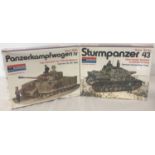 2 vintage unopened and sealed, plastic unassembled model kits of German tanks, by Monogram .