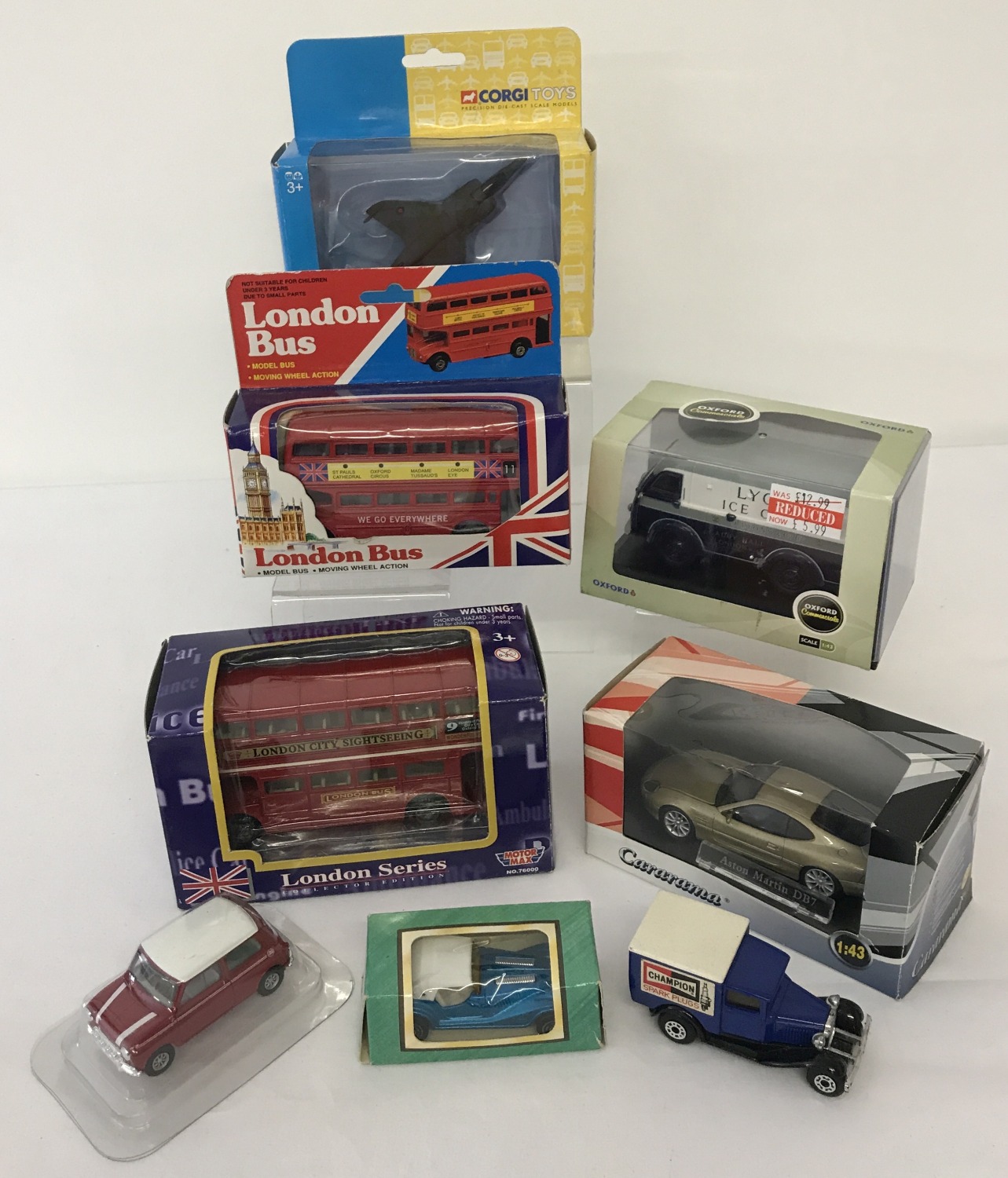 A collection of boxed and unboxed collectors vehicles.