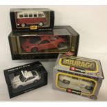 4 boxed diecast cars. A G.Gold Prototype LM by Guiloy 1:18 scale,