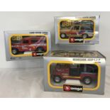 3 boxed Burago diecast 1/25 scale collectors vehicles.