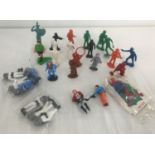 A small collection of 1:32 scale, vintage and modern plastic toy figures.