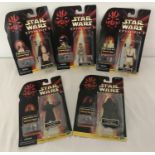 5 x 1999 Hasbro Toys, Star Wars Episode 1 action figures; sealed and in unopened blister packaging.