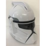 A battery operated talking Star Wars Storm Trooper helmet, with a variety of programmed phrases.