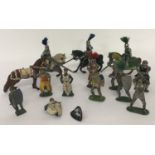 3 vintage lead jousting knights by Timpo. Together with a small collection of lead knights.
